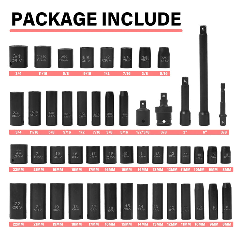 Pneumatic Socket Set (49 PCS)