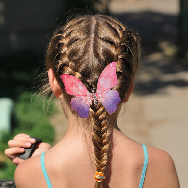 Handmade Elegant Realistic Gradient Color Butterfly Hair Clip