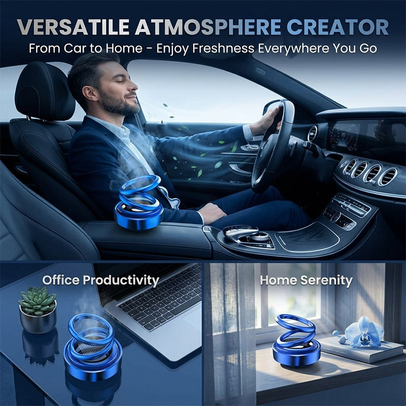Solar-Powered Dual-Ring Rotating Car Aroma Diffuser