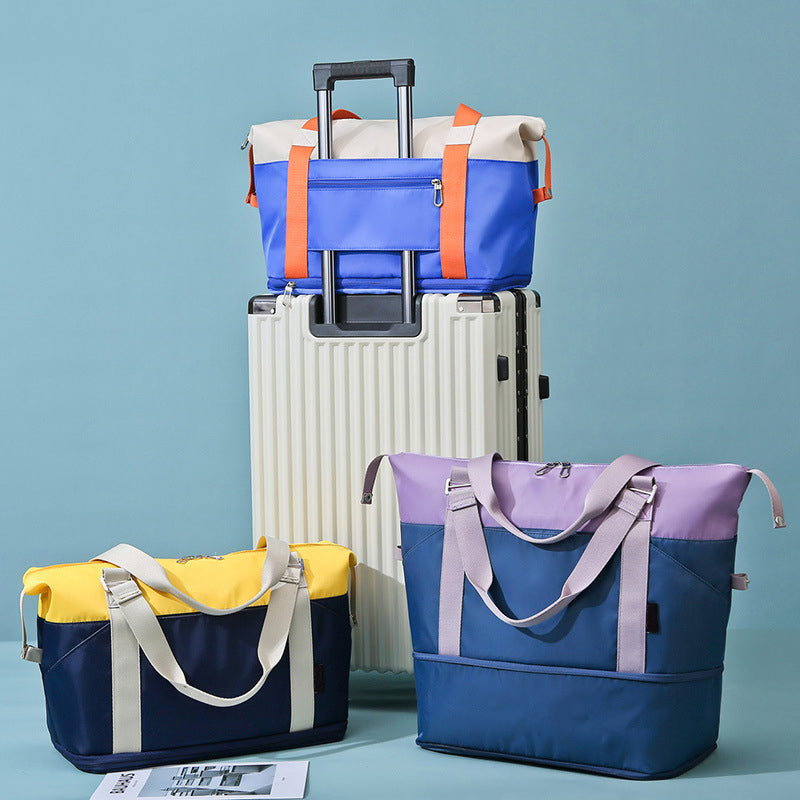 Contrasting Color Large Capacity Travel Bag