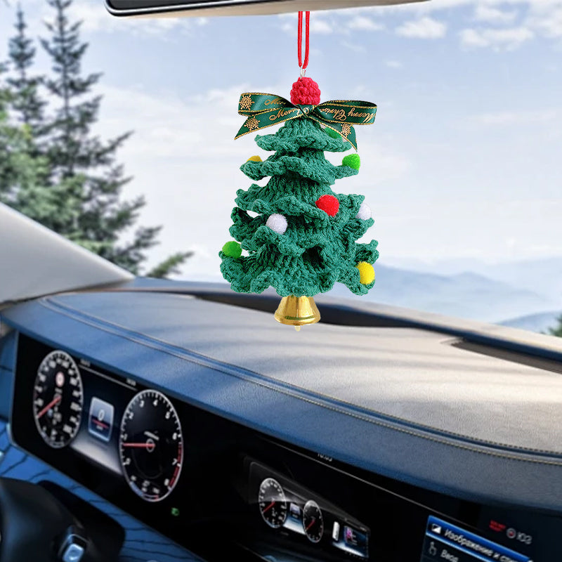 Car Christmas Decorations Hanging Crochet Mini Christmas Tree Pendant