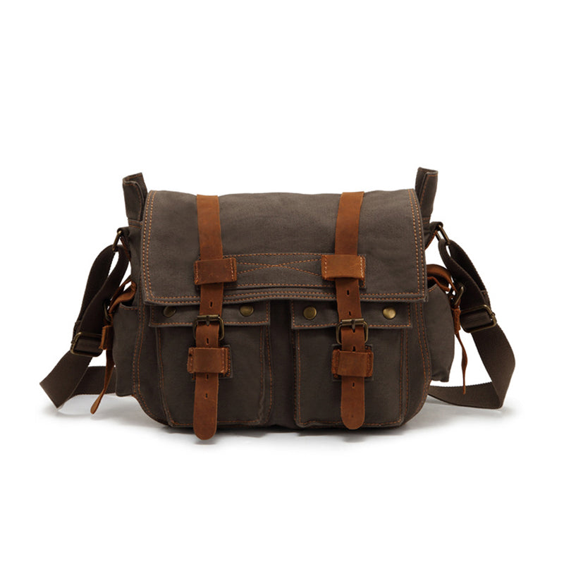 FASHION VINTAGE LEATHER CANVAS MEN'S MESSENGER BAG