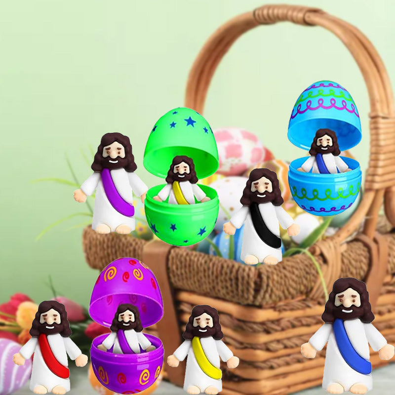 Easter Eggs with Jesus Figurine