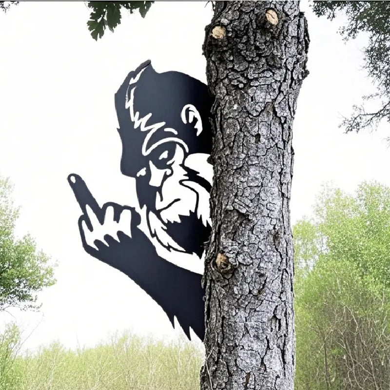 Peek a Boo Flipping Off Metal Sign – Peeping Animal Wall Art