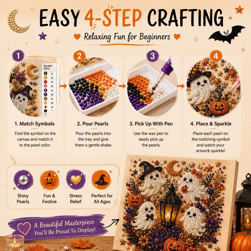 Halloween ghost pearl art DIY kit