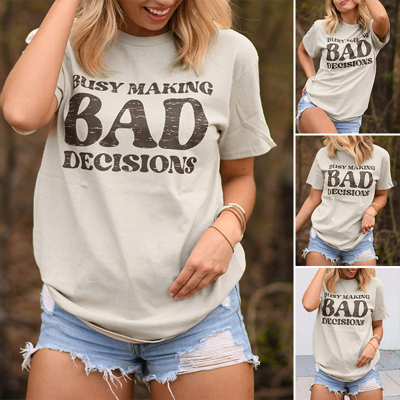 Lettering casual short-sleeved T-shirt