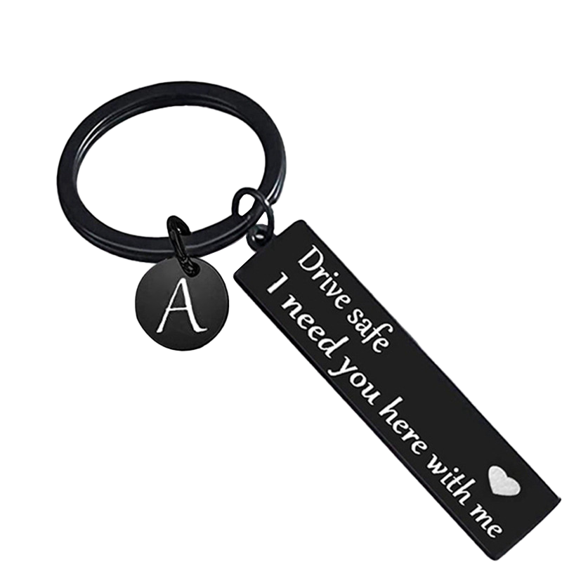 Drive safe black keychain