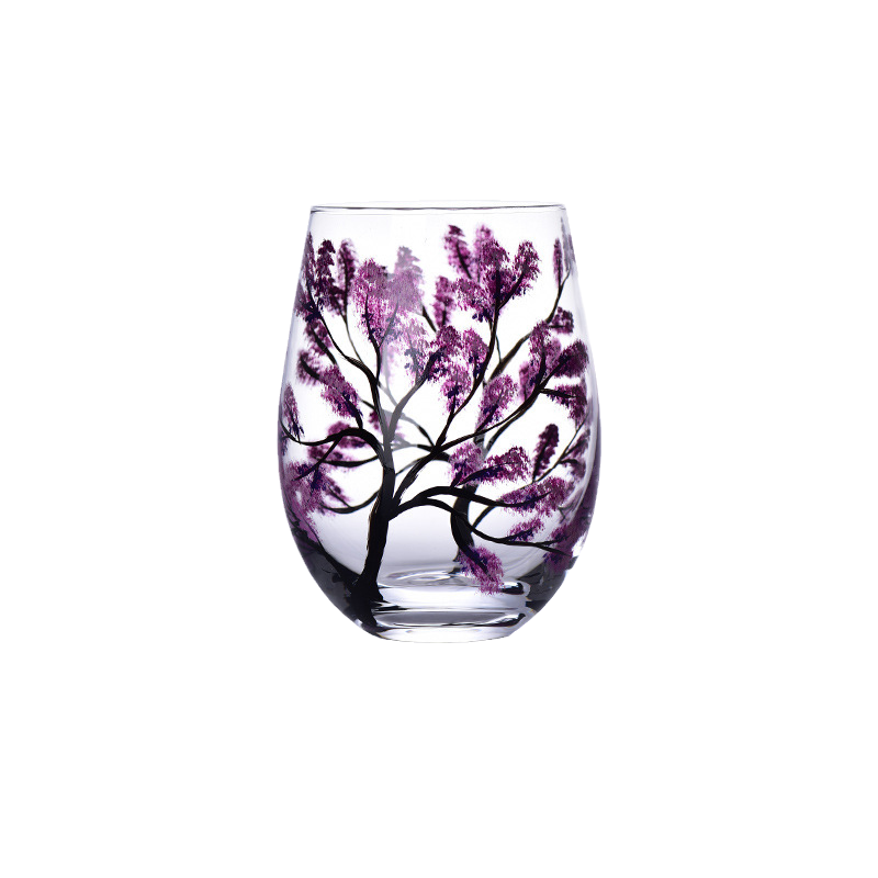 Four Seasons Tree Wine Glasses - Hand Painted Art