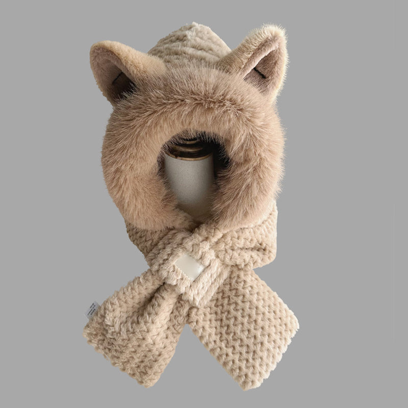 Cute Fox Ears 2-in-1 Hat and Scarf