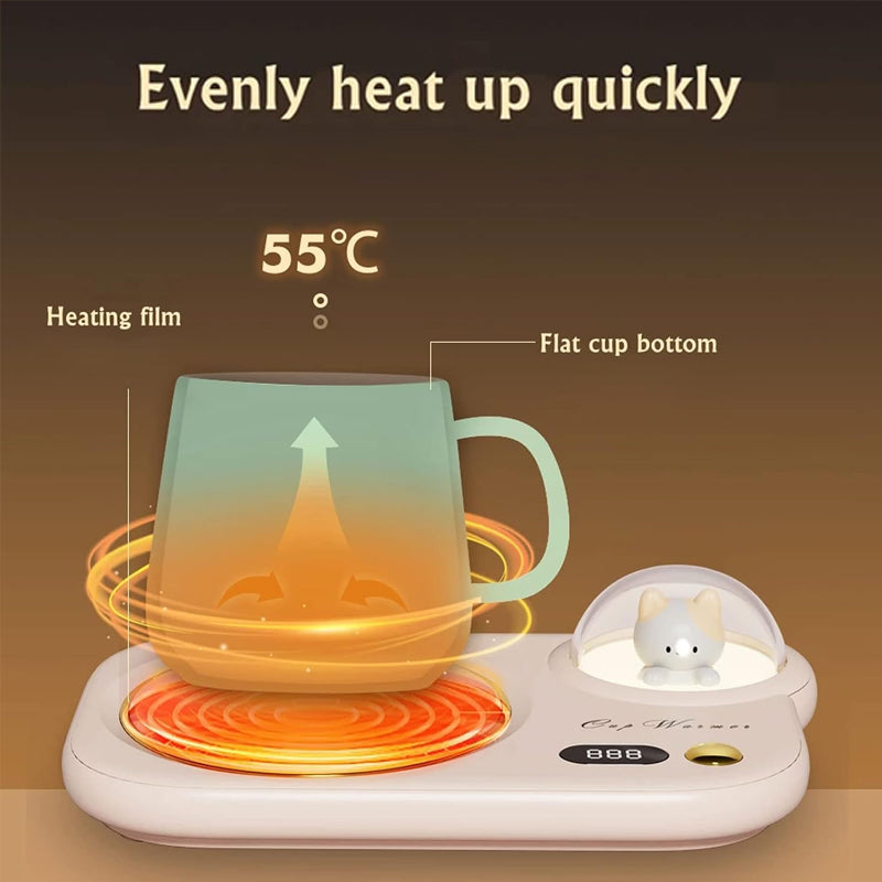 Heating cup warmer with light