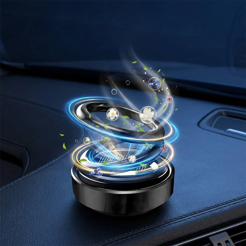 Solar-Powered Dual-Ring Rotating Car Aroma Diffuser