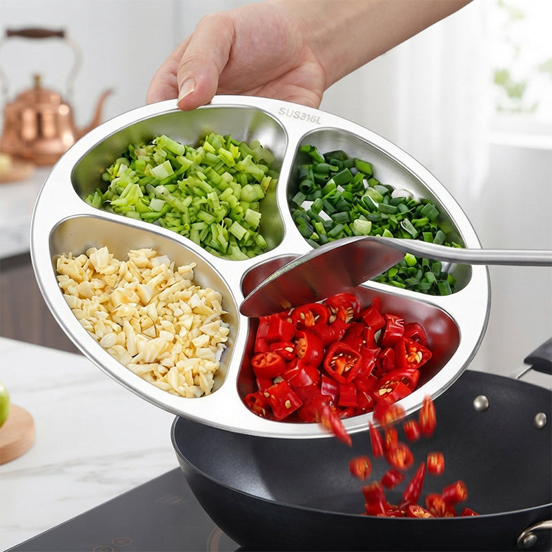 4 Compartment Stainless Steel Divided Plate