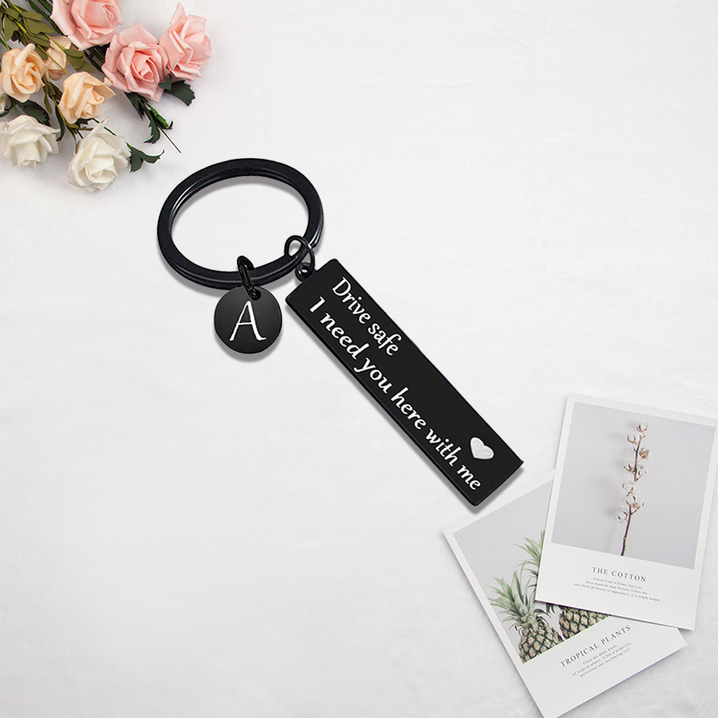 Drive safe black keychain