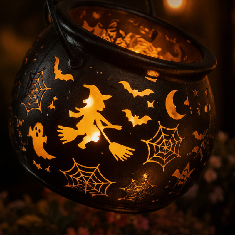 Halloween Witch Cauldron Garden Light