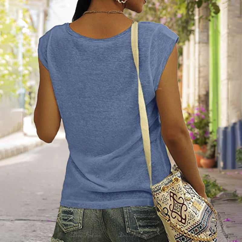 V Neck Sleeveless Regular T-shirt