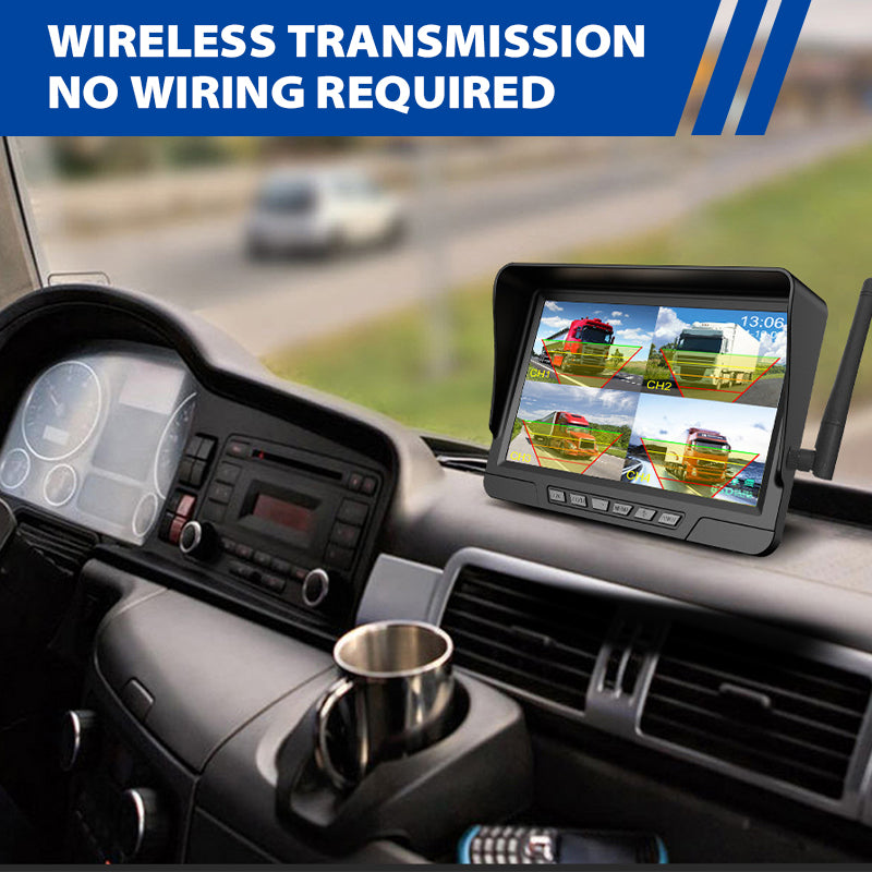 Wireless Backup Camera Magnetic Solar 7" DVR Monitor