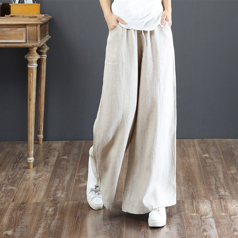 Plain High-waisted Trousers