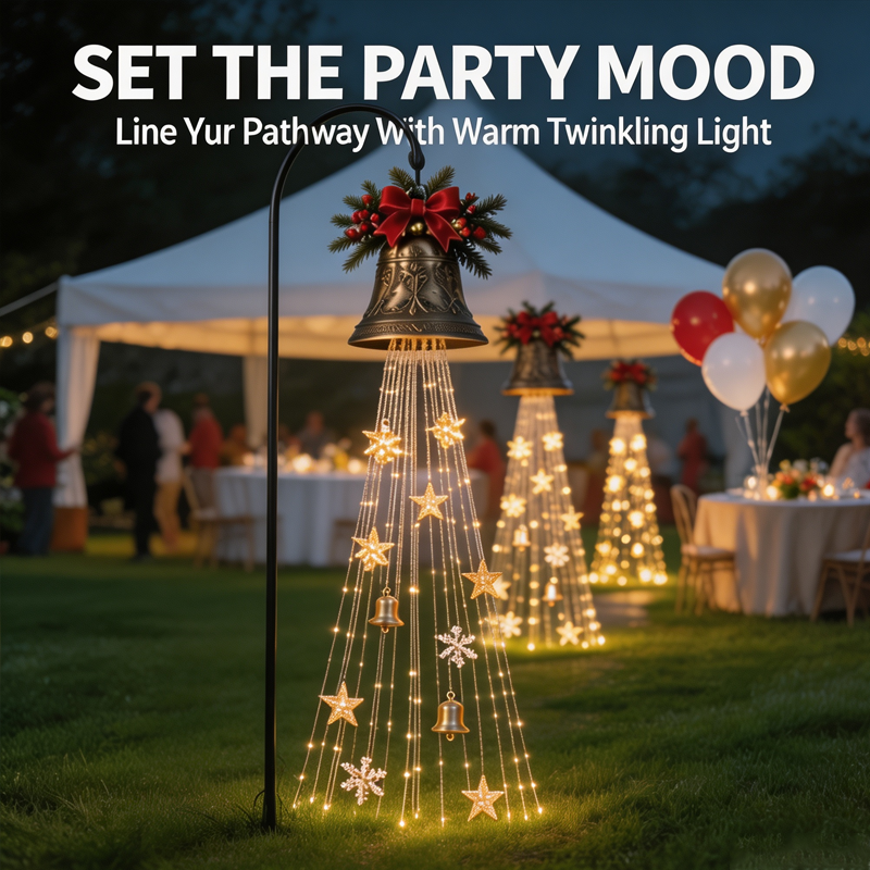 Christmas Bell Cascade Solar Yard Light