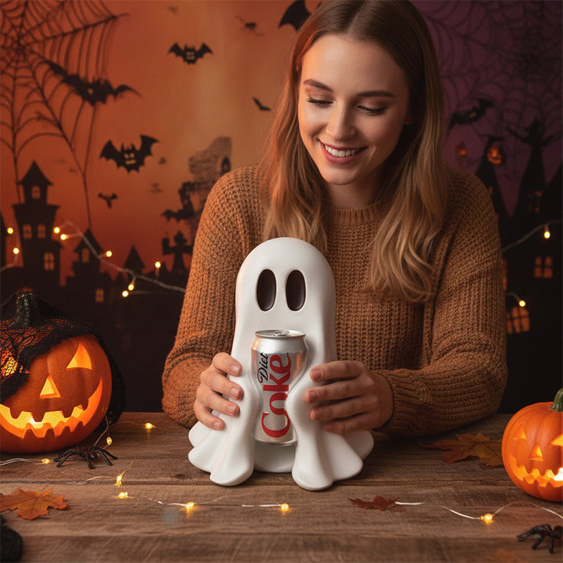 Resin Ghost Statue Holding Soda Can