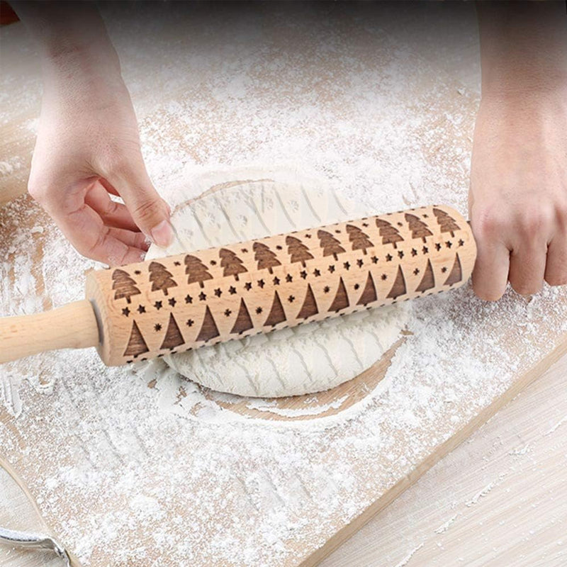 Carved beech wood rolling pin