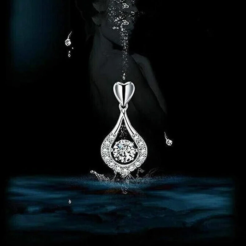 Twinkling Heart Waterdrop Stone Necklace