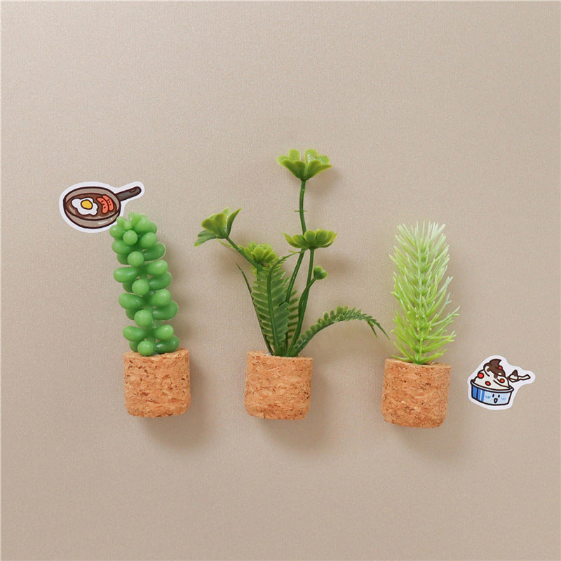 Mini Stereo Simulation Succulent Car Clip Fridge Magnet