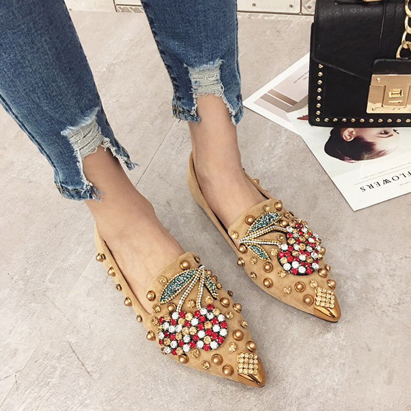 Cherry Rhinestone Stud Shoes