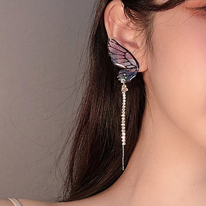 Glittery Butterfly Drop Earrings