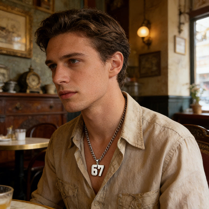 Stainless Steel Sports Number Chain Necklace