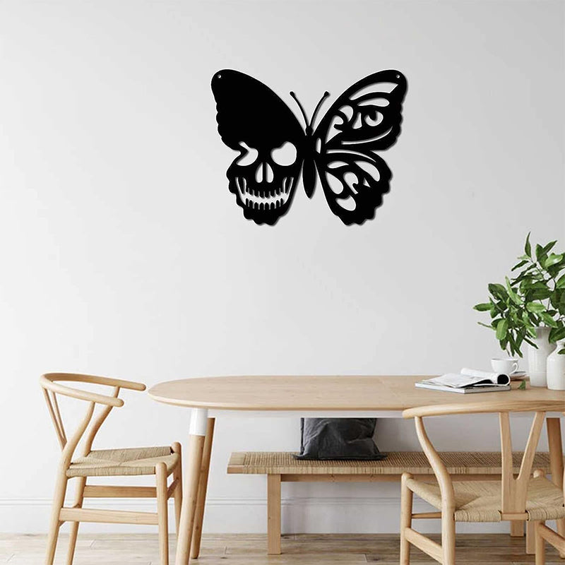 Metal Skull Butterfly Wall Decoration