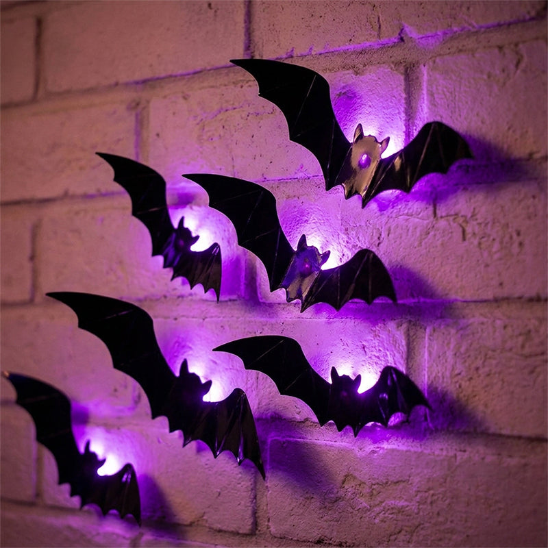 3D Halloween Bat LED Wall Decor Set