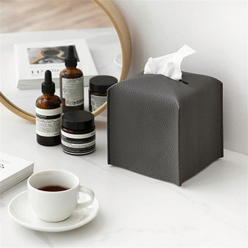 Square Leather Tissue Box Cover