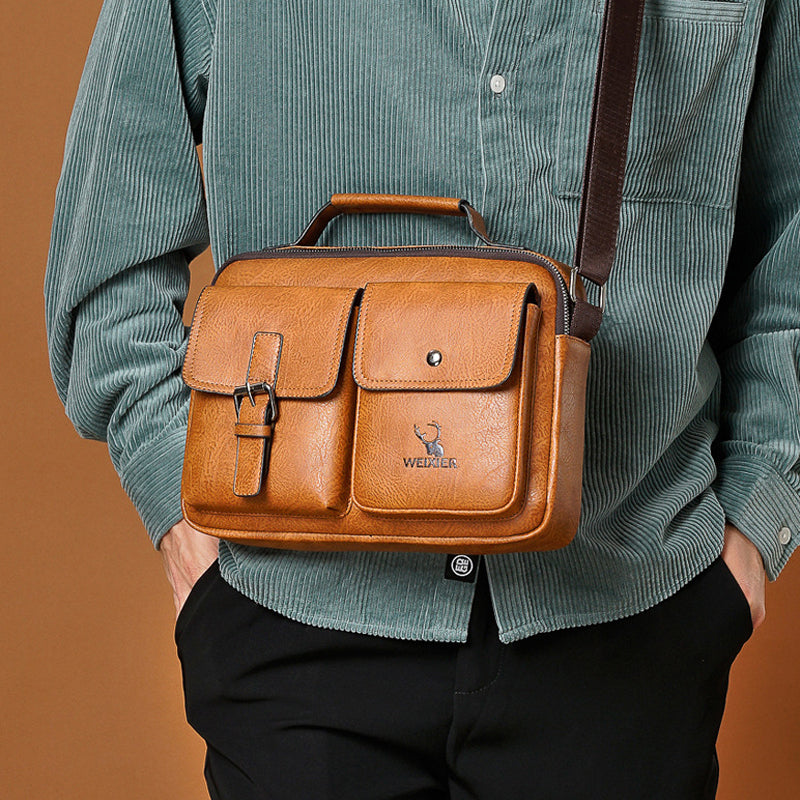 Waterproof Vintage Leather Briefcase Shoulder Bag