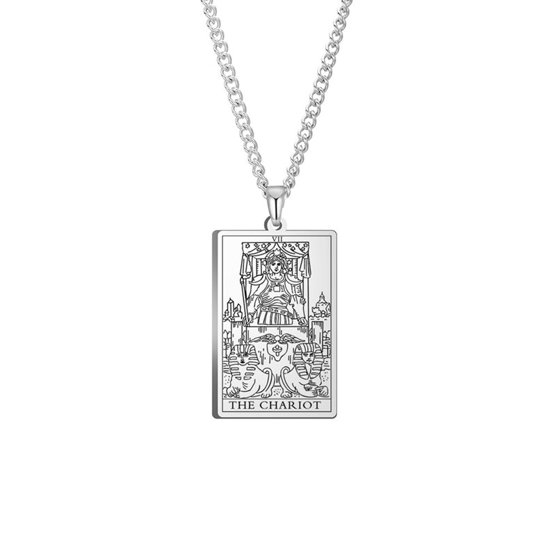 Engraved Tarot Card Chain Dual Chain Necklace