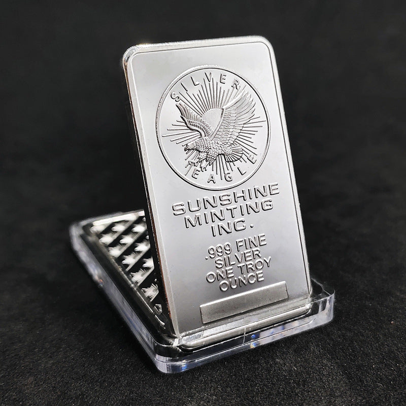 Embossed Large Eagle Square Silver Bar