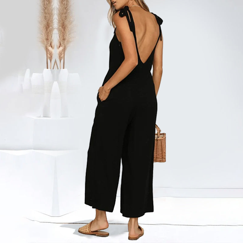 Women's Loose Casual Cotton Linen Jumpsuit