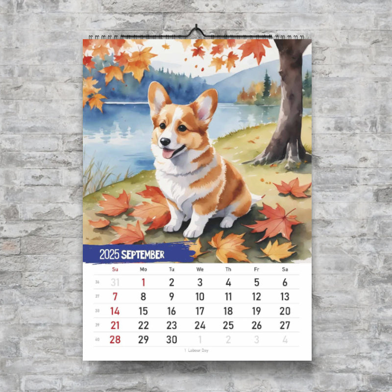 2025 Corgi Monthly Square Wall Calendar