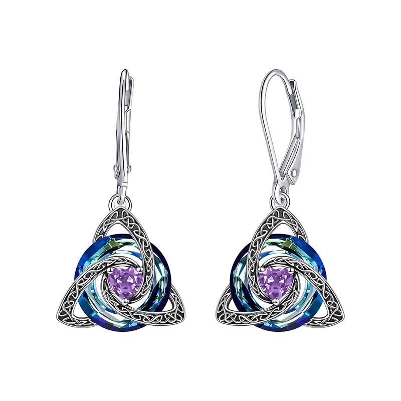 Elegant Celtic Knot Birthstone Drop Earrings