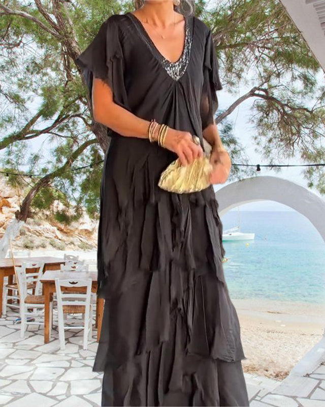 Elegant V-neck Maxi Dress