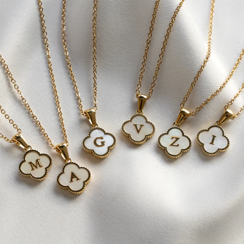 Four Leaf Clover Monogram Necklace