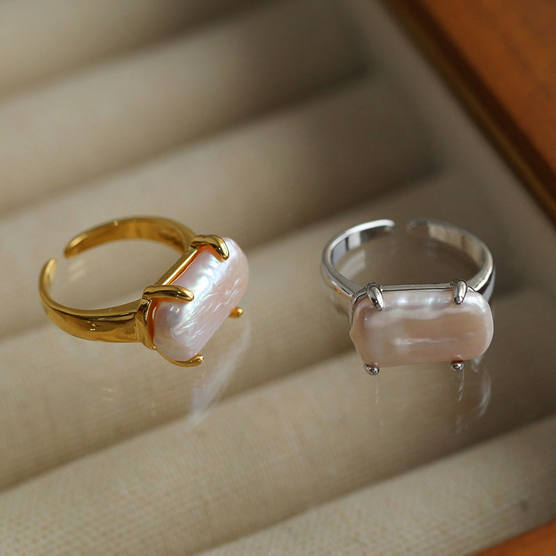 CLAW-SET BAROQUE PEARL RING