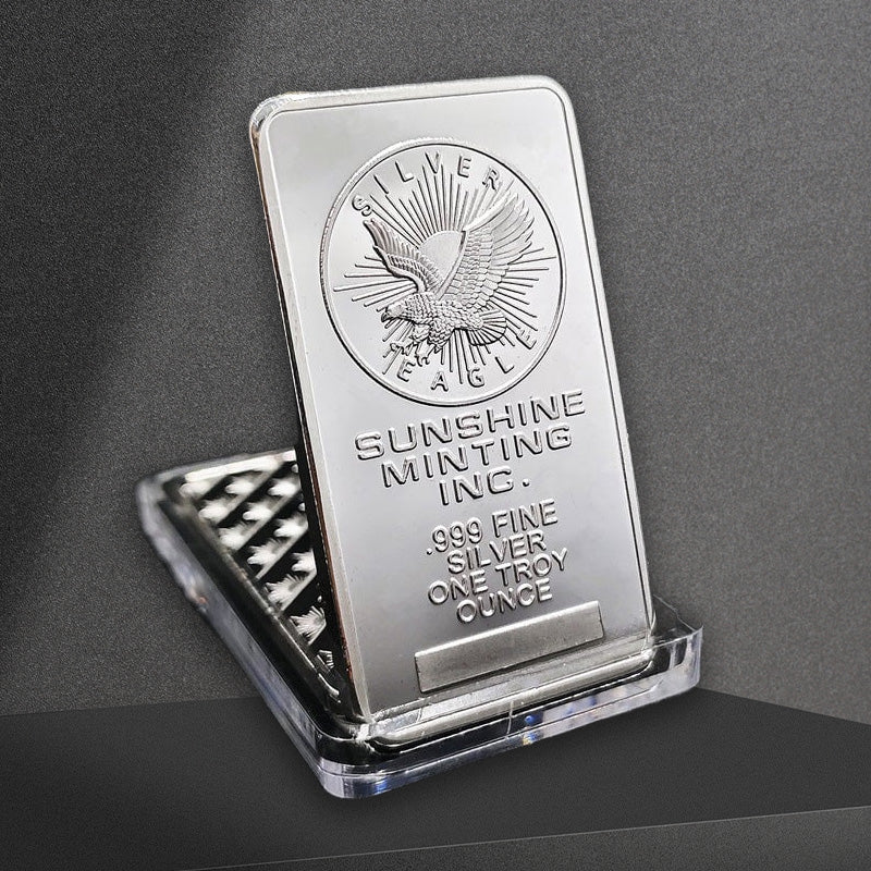 Embossed Large Eagle Square Silver Bar