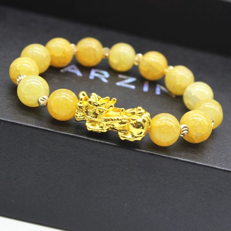 3D Hard Gold 99 Obsidian Sand Gold Pixiu Bracelet