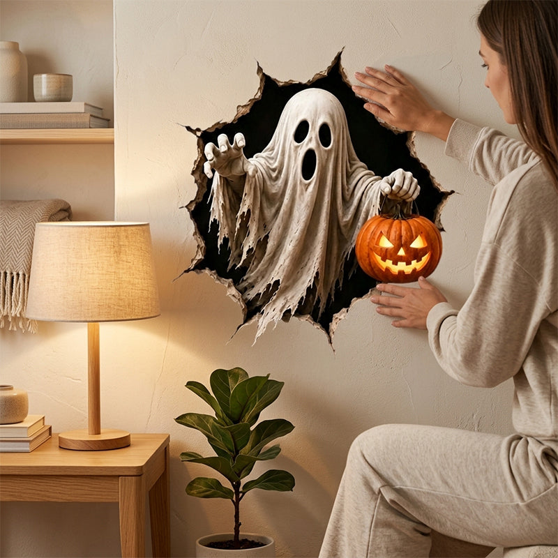 Halloween Spooky Cracked Wall 3D Decal Decoration