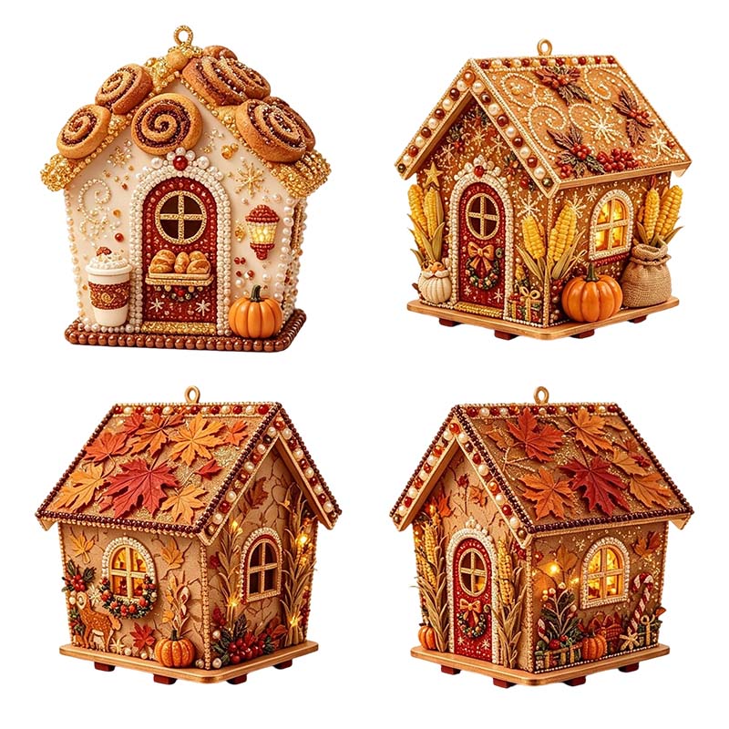 Christmas Cottage Diamond Paintings Hanging Ornament Kit
