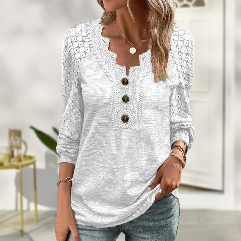 Lace Long Sleeve Panel T-Shirt
