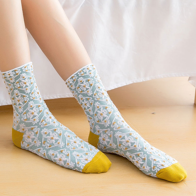 Retro Floral Cotton Socks