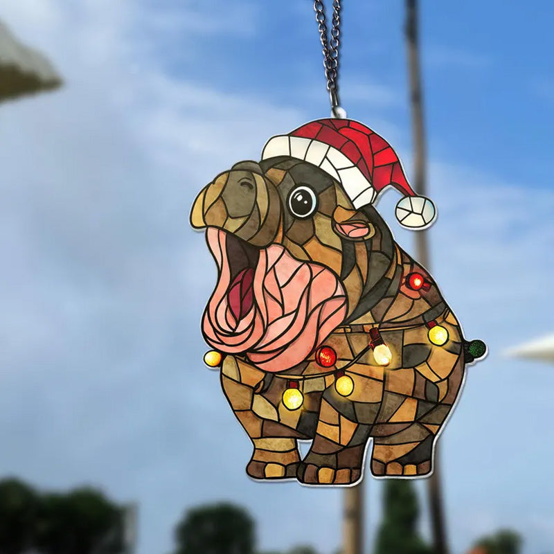 Stained glass hippopotamus ornament