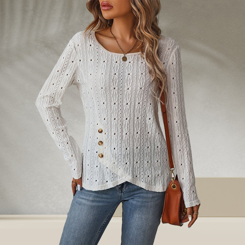 Skeleton Jacquard Button Down Blouse