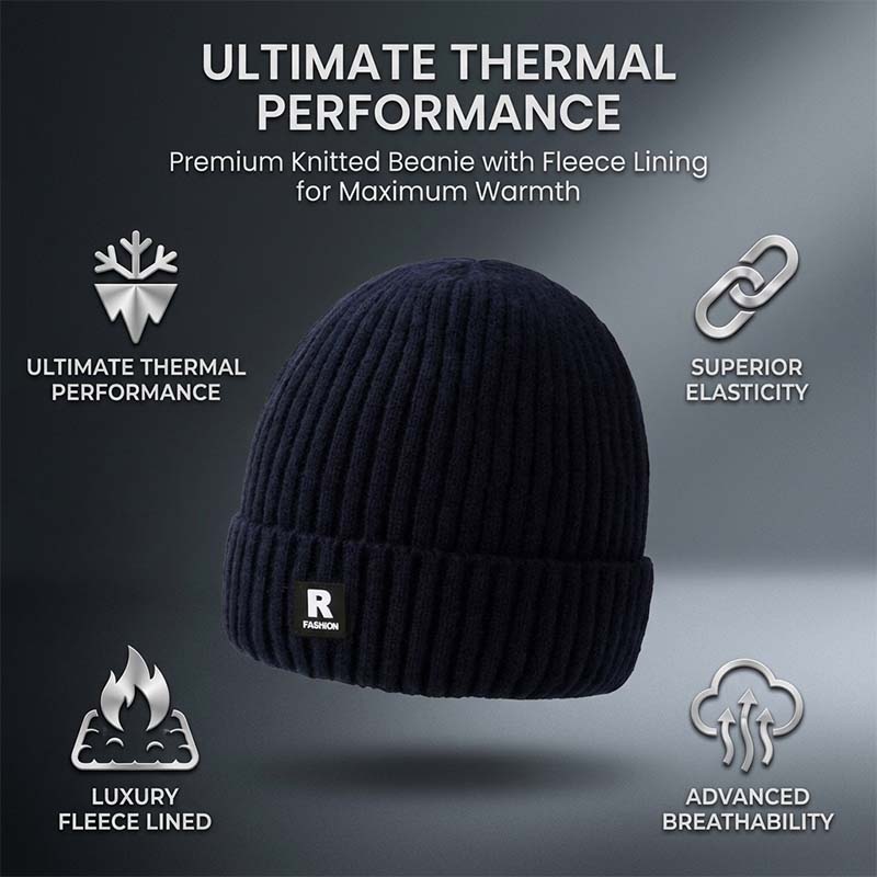 Fleece-lined knit hat for men